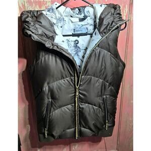 Bonfire Snowboarding Full Zip Hooded Down Filled Puffer Vest Womens S Brown